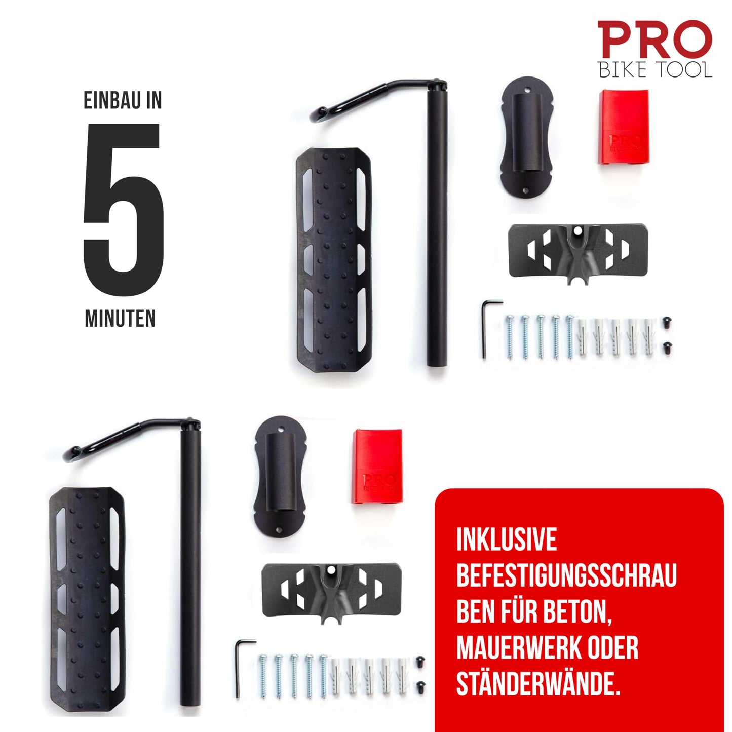 PRO BIKE TOOL Swivel Bike Wall Mount - Vertical Wall Holder for Garage - Space Saving Wall Mount, Hooks for Road Bike or Mountain Bike (2 Pack)