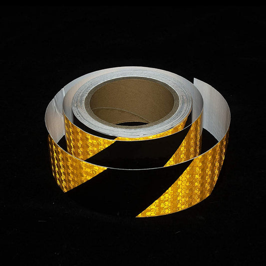 XFXIA Reflective Tape Yellow & Black 20m x 5cm Waterproof Reflective Self-Adhesive Warning Tape Safety Tape-Conspicuous Warning Tape for vehicles, cars, trailers, outdoors
