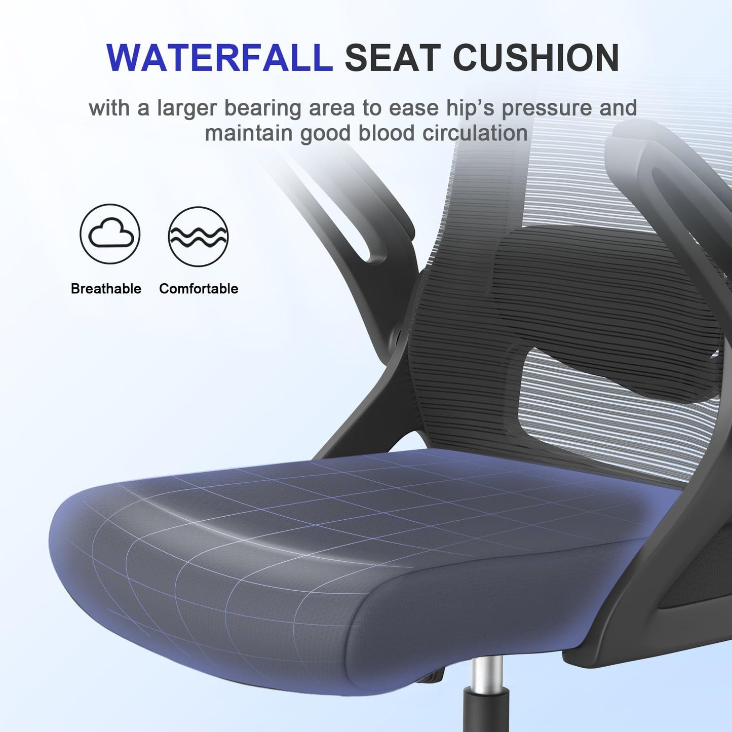 YONISEE Office Chair - Ergonomic office chair with lumbar support, adjustable armrests and headrest, mesh office chair with high backrest, comfortable office chair for Home Office, SJK-11-8680