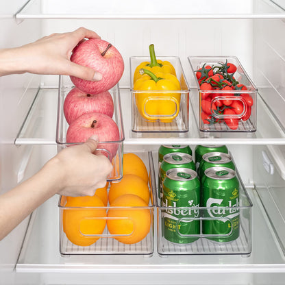 THLEITE Refrigerator Organizer 12 Piece Set (4 Upgraded Large/4 Medium/4 Small), Pantry Storage Containers, Transparent Storage Box, perfect for Kitchen, Fridge, Cabinets - BPA Free