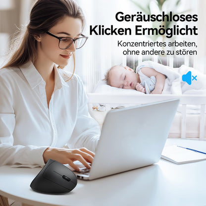 TECKNET Ergonomic Mouse, Wireless Bluetooth Vertical Mouse(BT 5.0+BT 3.0+2.4G), 6 Adjustable Levels up to 4800 DPI, Optically Quiet Wireless Mouse for Laptop/PC/Mac/Tablet/iPad(Win/Android/iOS), 6 Buttons