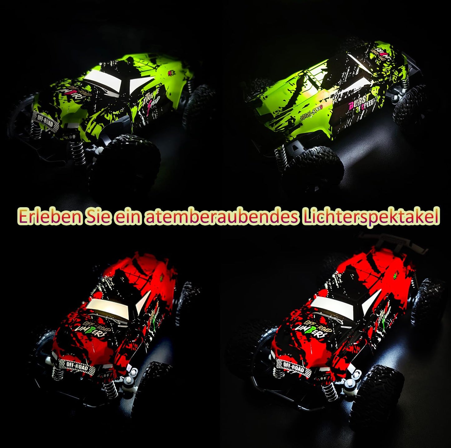 Remote-controlled car for ages 3 4 6 8 years, 1:18 Remote-controlled monster truck with body light/double shell. RC car for ages 3 4 6 8 years. Perfect gifts for boys and girls.