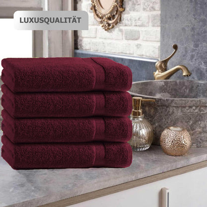 Class Home Collection Terry Guest Towels 30x50 cm - Set of 10 Guest Towels - Especially soft & absorbent guest towels made of 100% cotton with hanging loop - Bordeaux