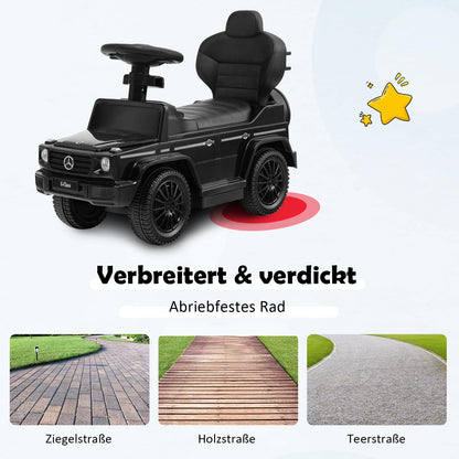 COSTWAY Mercedes Benz Ride-on Car, 3 in 1 Push Car with Sunshade & Storage & Removable Guardrail & Push Handle, Ride-On Vehicle with Engine Sound & Horn, for Kids 1 Year and Up (Black)
