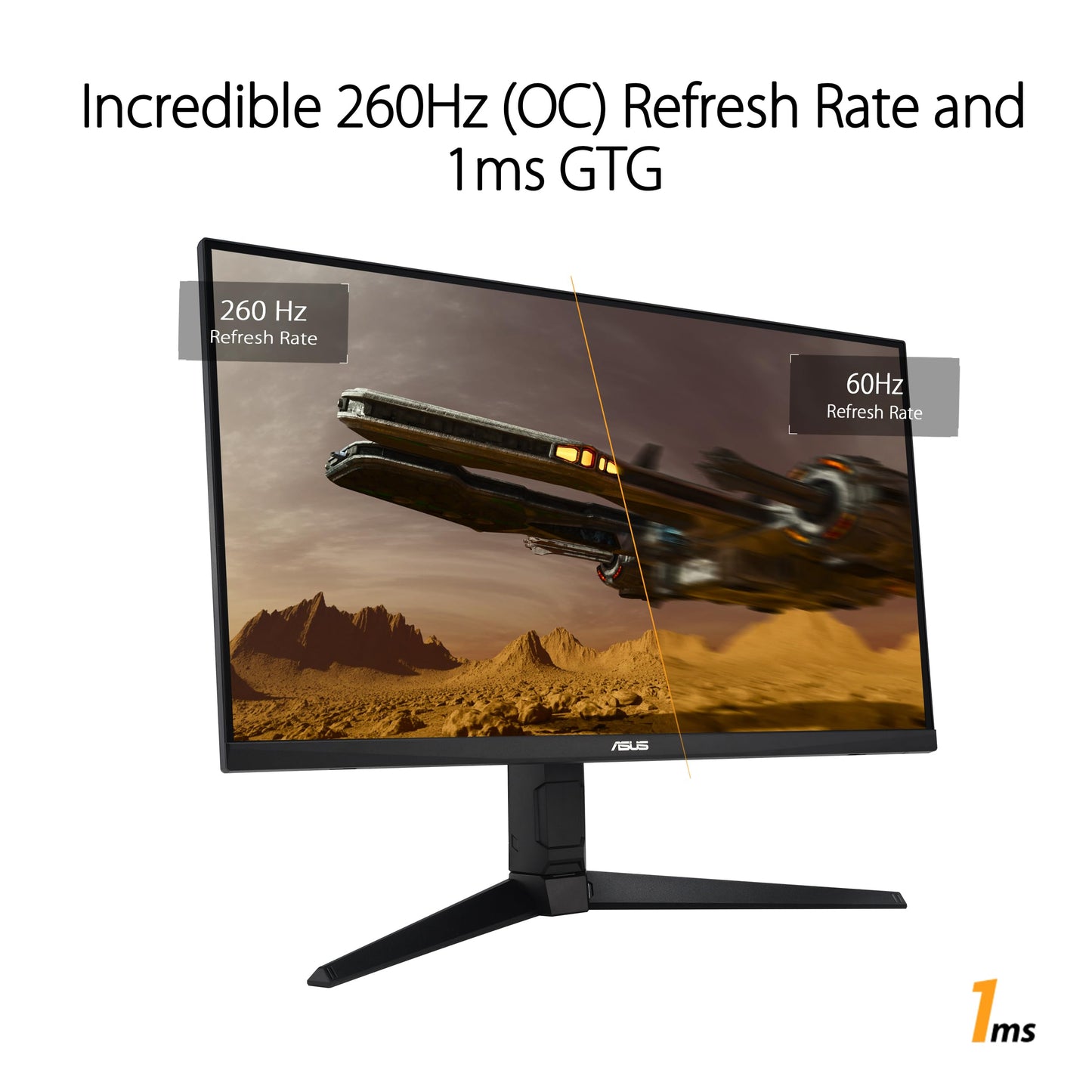 ASUS TUF Gaming VG27AQML1A - 27 inch WQHD monitor - 260 Hz, 1ms GtG, G-Sync, FreeSync, Adaptive Sync, ELMB, GameFast, DisplayHDR 400 - Fast-IPS, 16:9, 2560x1440, USB, DP, HDMI, ergonomic, speaker.