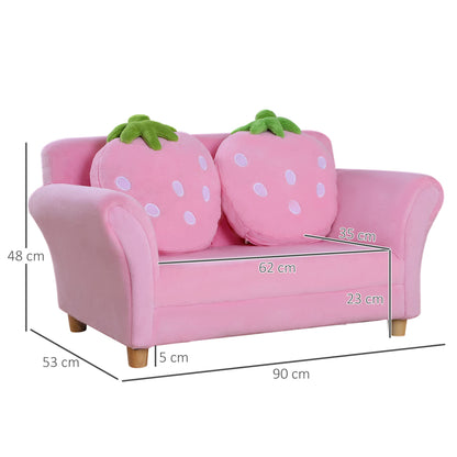 HOMCOM Kids Sofa Kids Chair Sofa Couch Children Chair Kid's Room Soft Sofa Double Sofa Single Sofa (Strawberry Sofa)