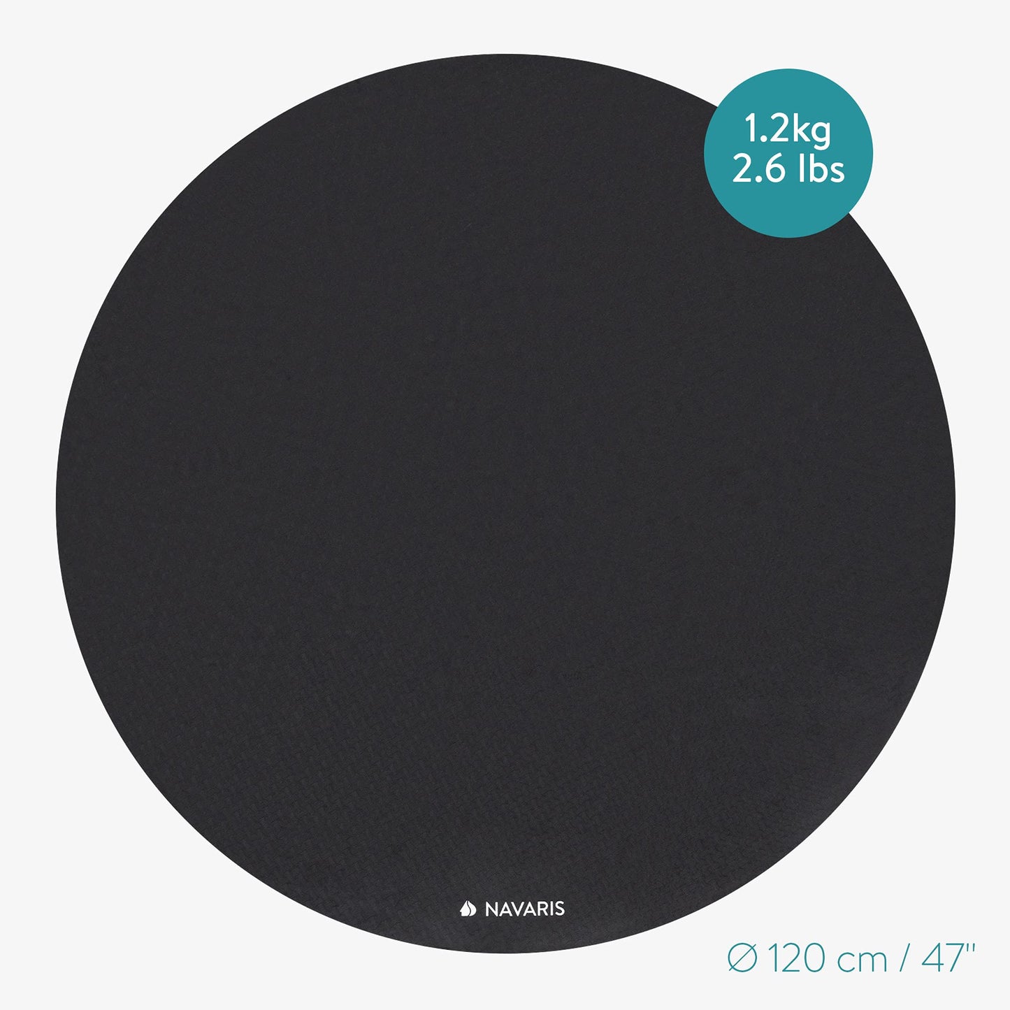 Navaris round non-slip yoga mat large - Ø 120cm yoga mat extra large - 0.6cm thick - fitness mat for men and women - sports mat gymnastics mat - black