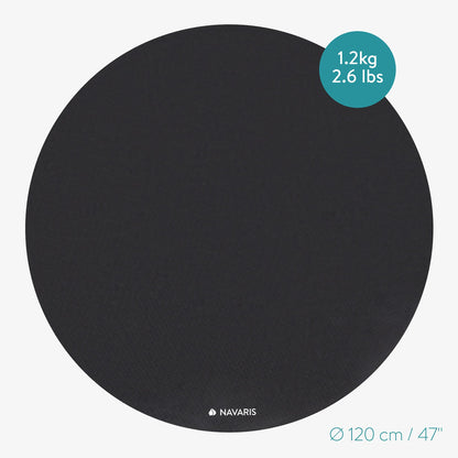 Navaris round non-slip yoga mat large - Ø 120cm yoga mat extra large - 0.6cm thick - fitness mat for men and women - sports mat gymnastics mat - black