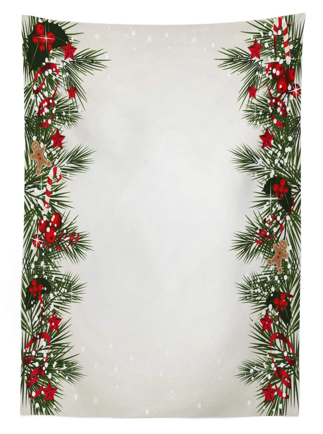 ABAKUHAUS Christmas Tablecloth, New Year Magic, Easy Care Washable Stain Resistant with Clear Colors High-Quality Print, 140 x 240 cm, Taupe Green.