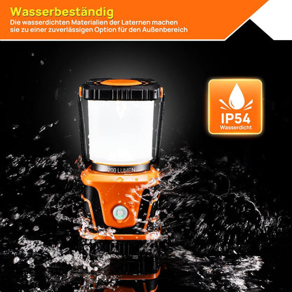 FLOWood super bright rechargeable camping lantern, 2200 lumens 6000mAh battery LED camping lantern, IP54 camping lights, 4 light modes dimmable, camping light tent lamp for hiking emergency equipment power outage