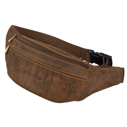 STILORD 'Marquez' leather bum bag ideal crossbody shoulder bag vintage waist bag for men women belt bag for fanny pack genuine leather, color: aneto - brown