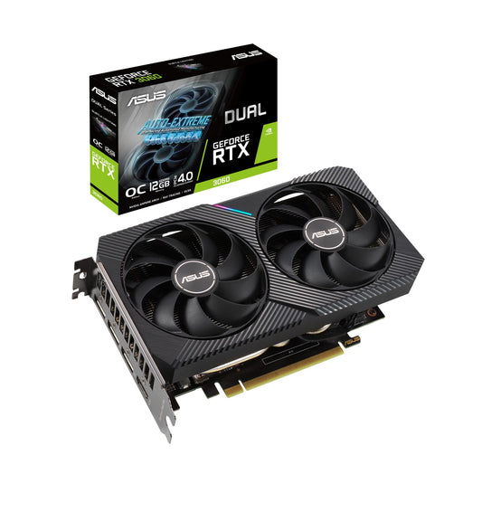 ASUS GeForce Dual RTX 3060 12GB V2 OC Edition Gaming Graphics Card (GDDR6 memory, PCIe 4.0, 1x HDMI 2.1, 3x DisplayPort 1.4a, DUAL-RTX3060-O12G-V2)