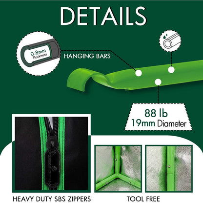 GA Grow Tent 240x120x200 cm (4x2) propagation tent Tent Reflective Mylar Hydroponic Greenhouse Tent waterproof floor tray for indoor plant cultivation
