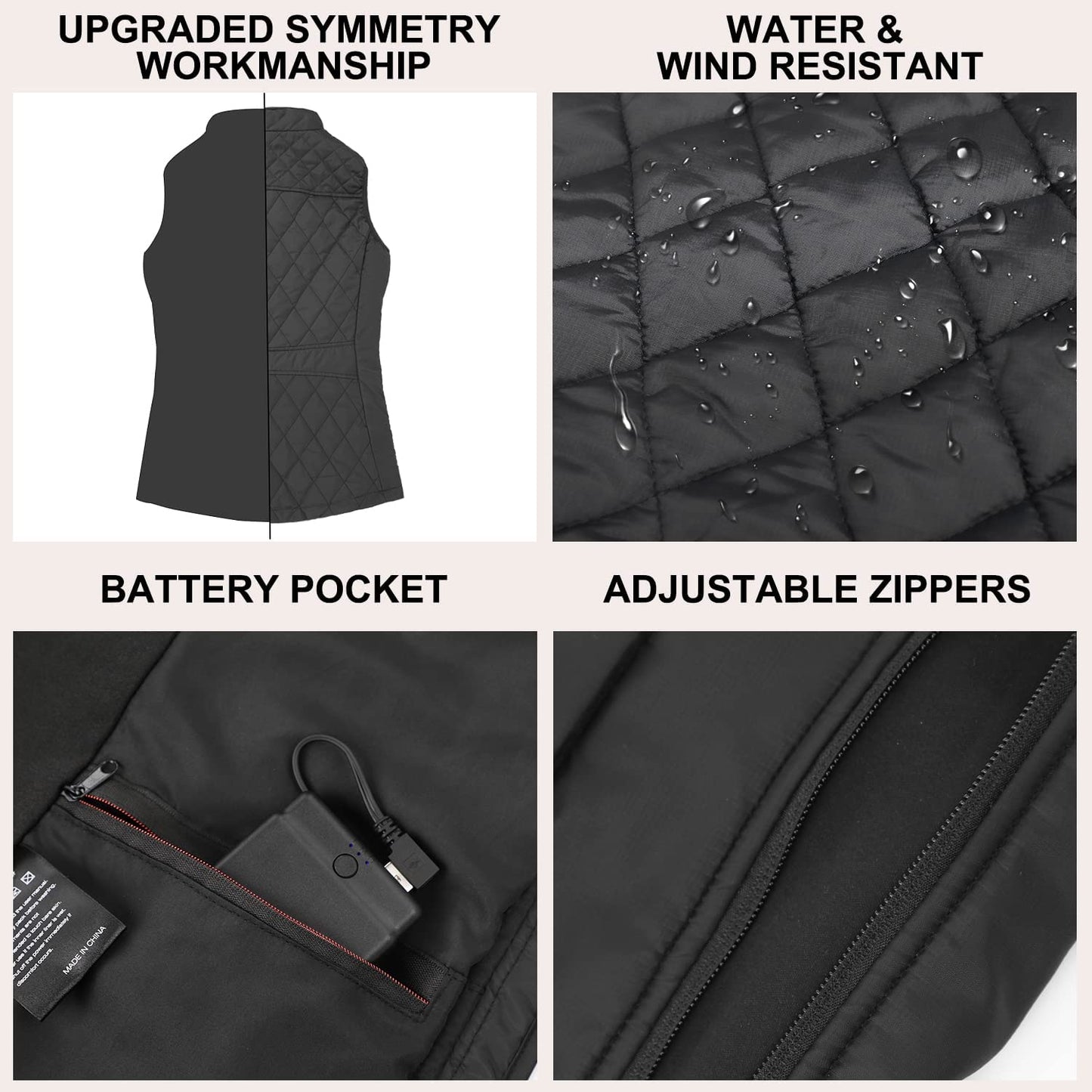 Kintiwe Heated Vest, Women's Heated Vest with 12000mAh Powerbank, Heated Jacket with 5 heating zones.