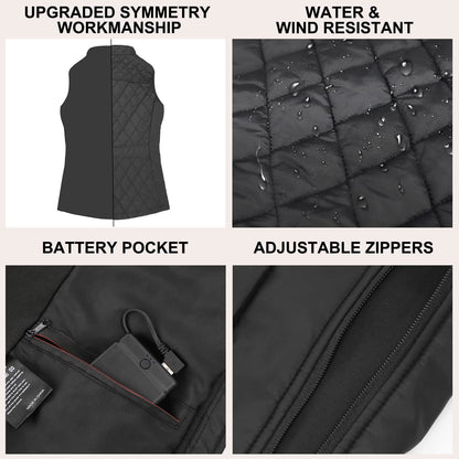 Kintiwe Heated Vest, Women's Heated Vest with 12000mAh Powerbank, Heated Jacket with 5 heating zones.