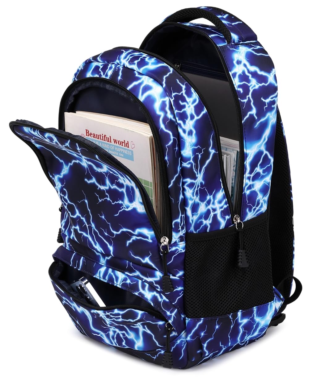Boy's school bag, teenage school backpack, youth backpack, school daypack for kids. Large waterproof school bag in blue color.