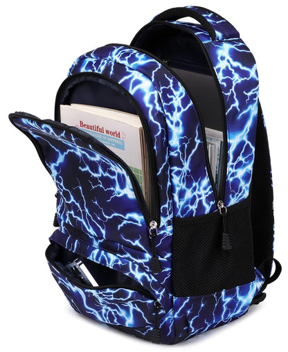 Boy's school bag, teenage school backpack, youth backpack, school daypack for kids. Large waterproof school bag in blue color.