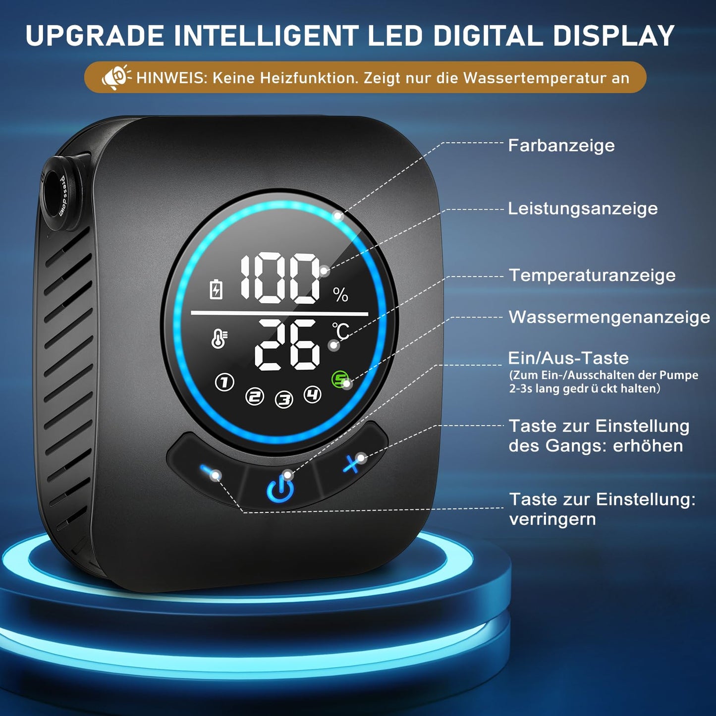 Spopal Camping Shower, [8000mAh] Portable Camping Shower with Pump and Temperature Display, Mobile Outdoor Shower Set with Shower Head and 2M Hose for Camping, Garden, Car Washing, Beach, Travel, Pet.