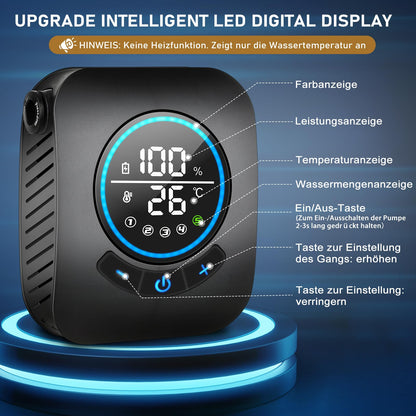 Spopal Camping Shower, [8000mAh] Portable Camping Shower with Pump and Temperature Display, Mobile Outdoor Shower Set with Shower Head and 2M Hose for Camping, Garden, Car Washing, Beach, Travel, Pet.