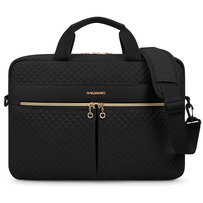 bagsmart Laptop Bag, 17.3-inch briefcase for women, large laptop bag, computer bag, office, travel, business, black