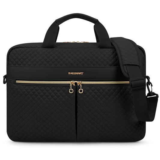 bagsmart Laptop Bag, 17.3-inch briefcase for women, large laptop bag, computer bag, office, travel, business, black
