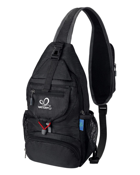 WATERFLY Chest Bag Sling Bag Small: Foldable Crossbody Bodybag Crossbag Slingbag Crossover Single Chest Backpack Shoulder Bag Shoulder Backpack Cross Body Men Women Travel Hiking