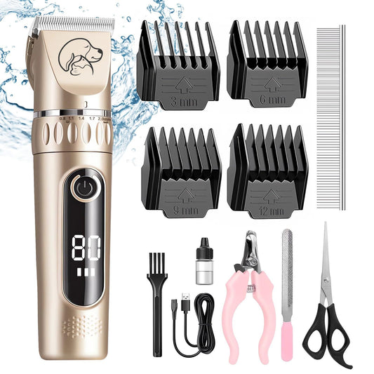 Journeyside Dog Clipper, Professional Dog Cat Clipper, Quiet Dog Clipper Thick Fur, Professional Dog Clipper with Ceramic Blades, LED Display, for Dogs and Cats