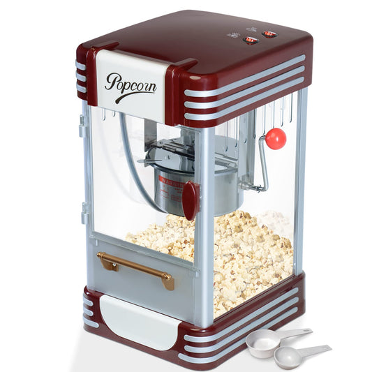 Jago® Popcorn Machine Retro - 60L/h, 200g/10min, Stainless Steel Pot, for salty popcorn - 50s style, Pro Popcorn Maker, Preparer, Machine