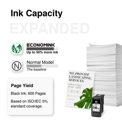Economink PG 540 Black Compatible for Canon 540, 540 XL Printer Ink Cartridges for Pixma TS5150 MG3650s MX475 TS5151 MG3650 MG4250 MG3600 MX535 MG3550 MG3200 MG3150 MX395 Printer (1-Pack)