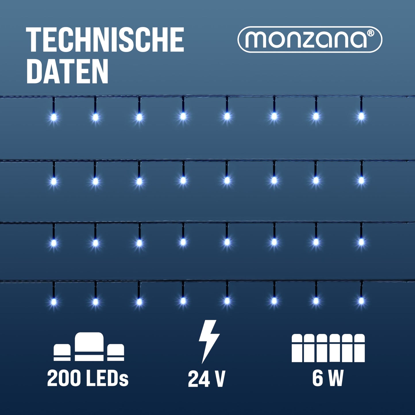 MONZANA® 200 LED string lights 20m Christmas tree outdoor indoor timer 8 modes dimmable remote control IP44 window decoration Christmas lighting cool white
