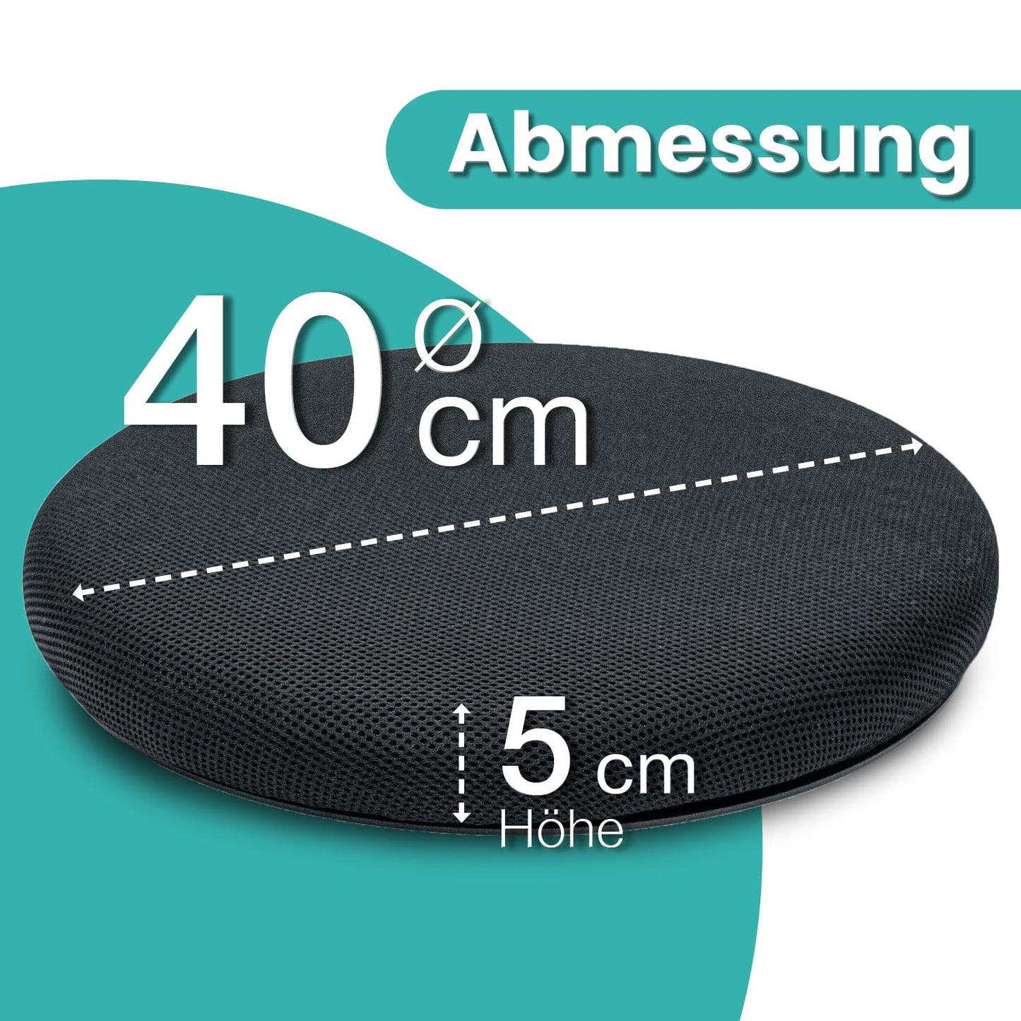 ELONEO swivel cushion with gel for car seat, rotating seat for seniors, helpful for entering/exiting, non-slip, supports up to 150 kg. For car, sofa, armchair, chair (Ø 40, 1 piece).