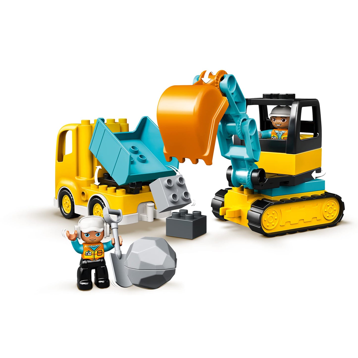 LEGO DUPLO Animal Train, train toy with wheels, creative animal figures to build and rebuild & DUPLO Excavator and Truck toy with construction vehicle.