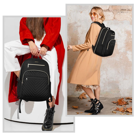YAMTION Backpack for Women, School Backpack for Girls Teenagers, Female School Bag with 15.6 inch Laptop Compartment, USB Port for Work Office Study School City University