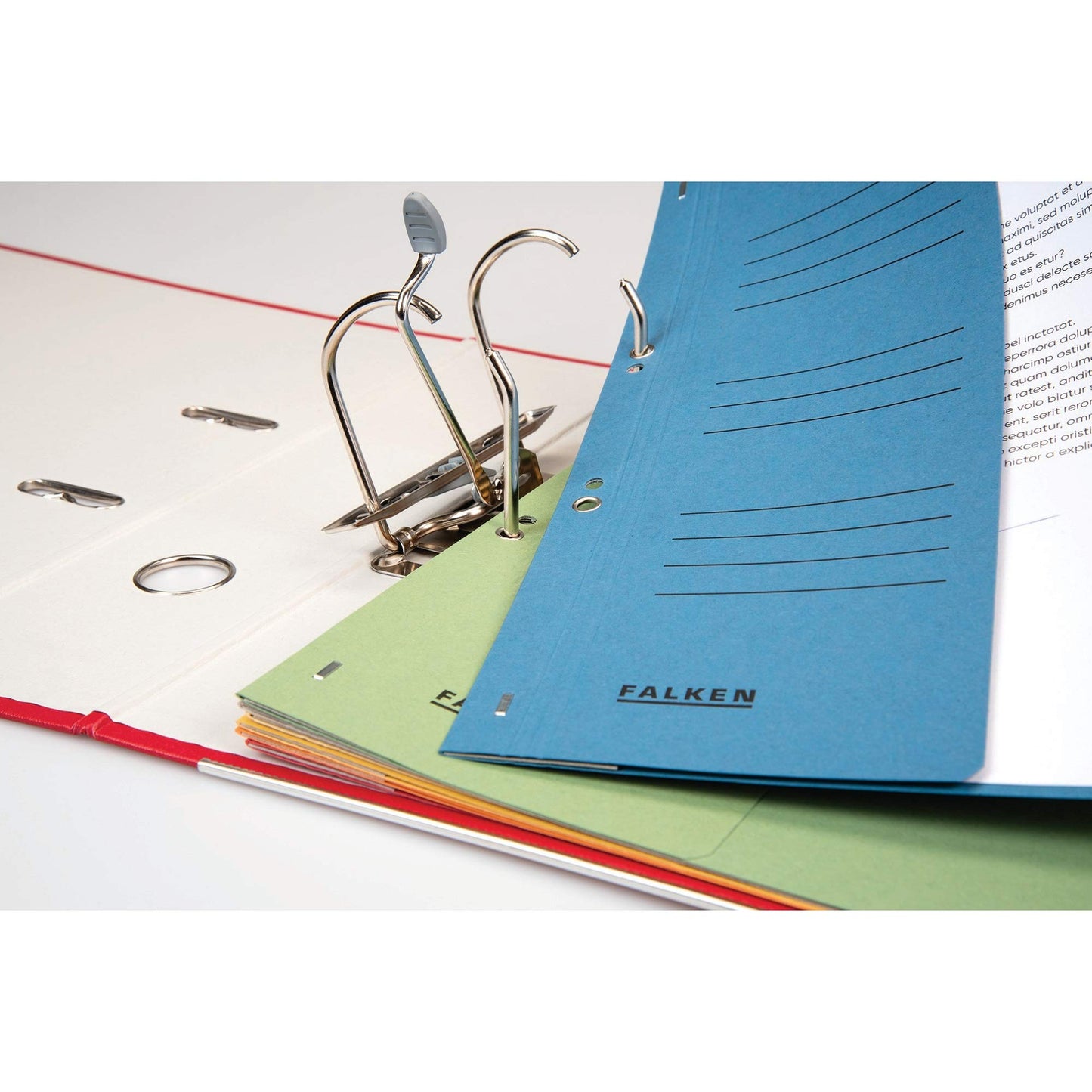 Original Falcons 50-pack eyelet files. Made in Germany. Made from recycled cardboard with half-front cover and commercial stapling for DIN A4 red folder collection folder Blue Angel