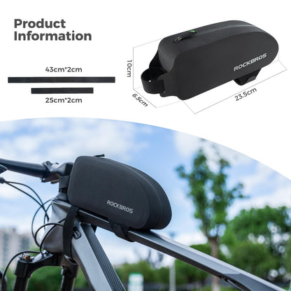 ROCKBROS Bike Frame Bag 100% Waterproof, Durable & Secure Mounting Bicycle Handlebar Bag Top Tube Bag Black 1.6 L for Road Bike MTB