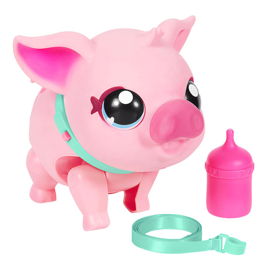 Little Live Pets - My Pet Pig, a cuddly interactive toy pig that walks, dances, and nuzzles. Featuring 20+ sounds and reactions. Batteries included. Ideal for kids ages 4 and up. Pink color.