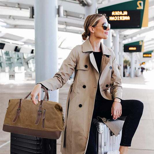 FANDARE Sports Bag Travel Bag Carry-On Weekender for Men Women Multifunction Shoulder Bag Canvas Duffel Bag for Overnight Beach Travel Outdoor Camping Brown