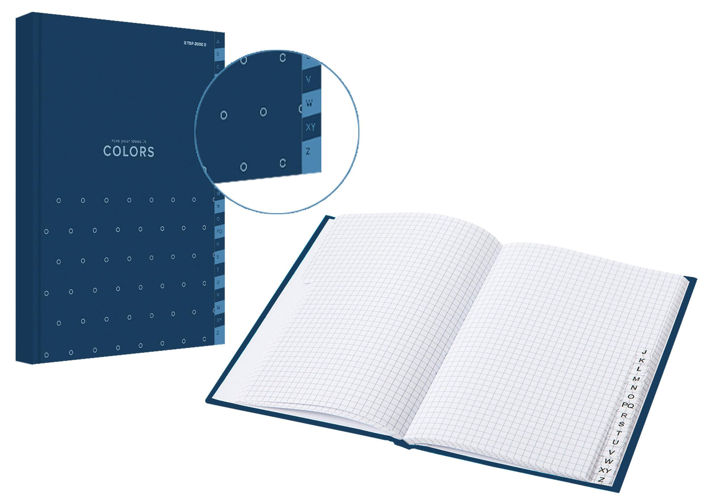 Top-2000 Index notebook A5 96 pages squared, A-Z, Blue/Notebook with index A-Z (Pack of 2)