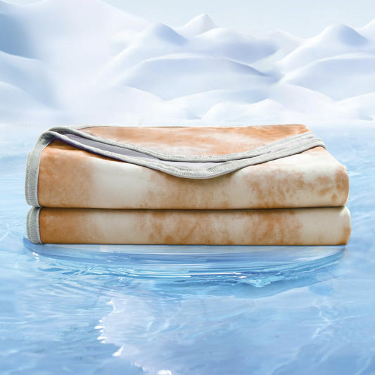 EMME Cooling Blanket Cooling Blanket, Arc-Chill Q-Max>0.5, 228 x 228 cm, 2 in 1 Double-sided Thin Summer Blanket, Lightweight Breathable Bedspreads, Sofa Blankets, Bedspread Throw Blanket, Watercolor Khaki