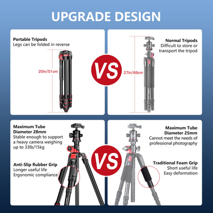 Camera tripod Manbily 178cm 70" horizontal overhead 360° aluminum tripod monopods rotating center column arm 180° travel tripod 36mm ball head & mounting platform for DSLR camera video camcorder