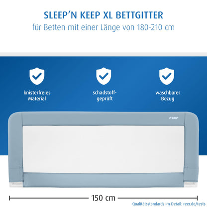 Reer Sleep'n Keep, bed guard rail for baby bed, 150 cm length for beds 180-210 cm long.
