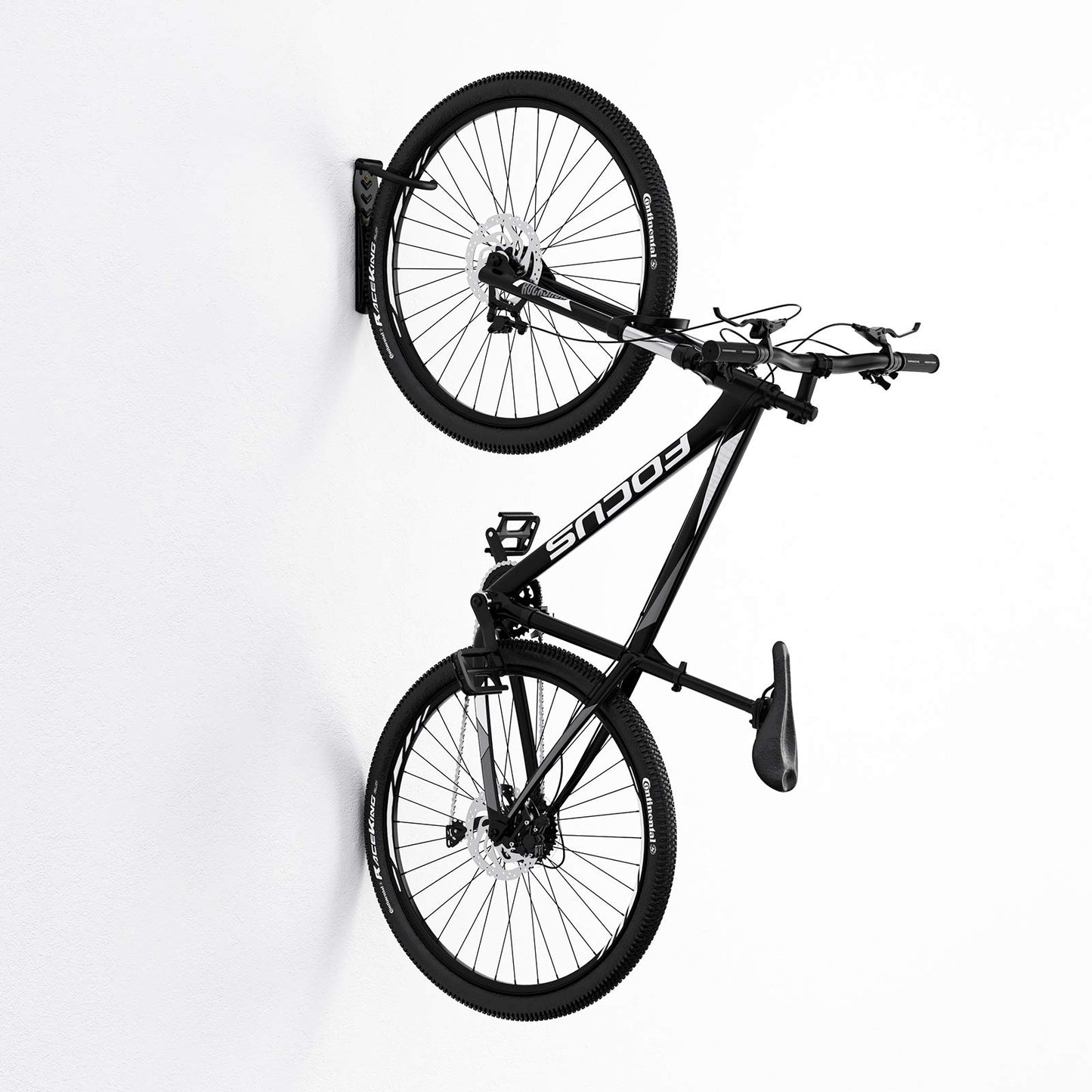 4 x WELLGRO Wall Bike Holder - Steel Bike Wall Mount - Bike Hooks - Bike Stand - Stand - Color selectable, Color: Black