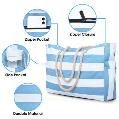 oscaurt beach bag big sauna bag travel bag tote bag beach bag with zipper shopper bag women beach bag XXL family shopping bag shoulder bag.