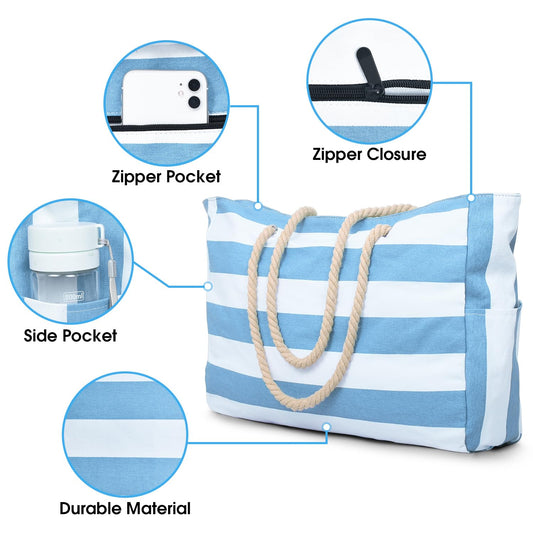 oscaurt beach bag big sauna bag travel bag tote bag beach bag with zipper shopper bag women beach bag XXL family shopping bag shoulder bag.