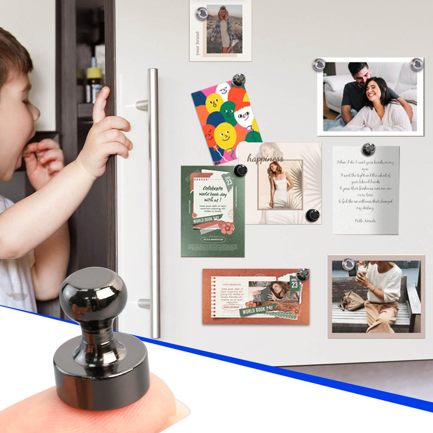 28 small magnets, strong neodymium magnets, extra strong, shiny black decorative magnets for magnetic board, strong refrigerator magnets for whiteboard, refrigerator, card, and kitchen decoration.