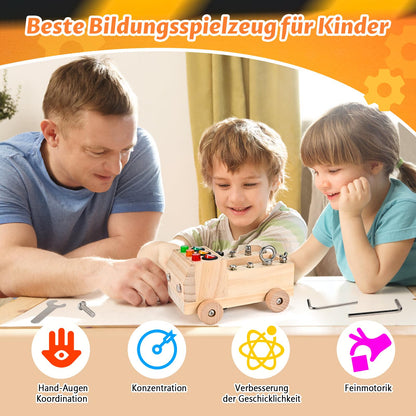 Wooden Montessori Screwdriver Board | Montessori screw board toy for ages 3, 4, 5 | Educational busy board | Motor skills activity board | Wooden toy for toddlers