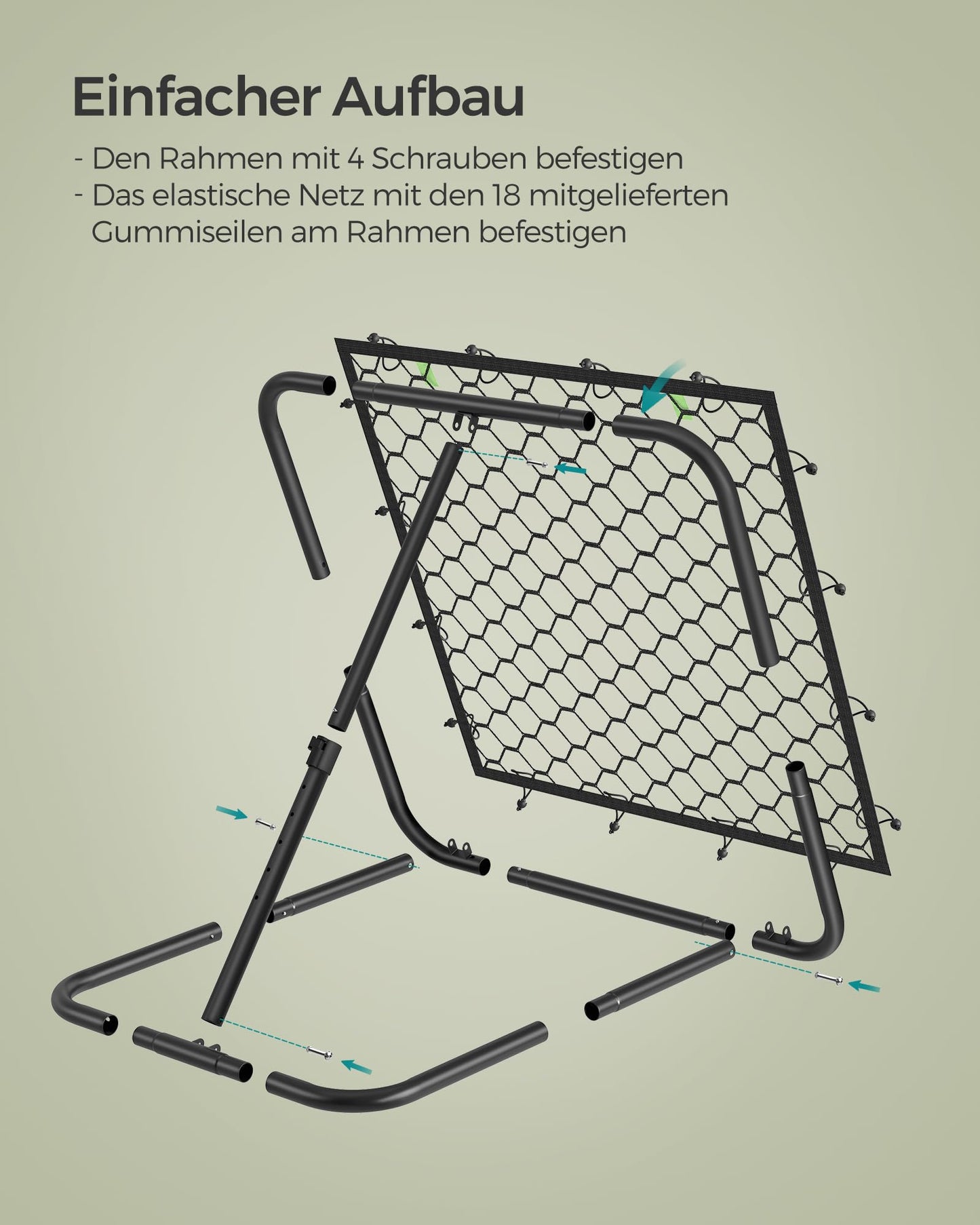 SONGMICS Soccer Rebounder, Soccer Goal for Kids, Portable, with Steel Frame, Adjustable Angle, Quick Setup, for Garden, Park, Beach, Ink Black SZQ084B01