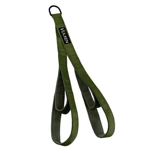 Vulken tricep rope cable attachment, 28.7 inches & 22 inches, two lengths, integrated rope, extendable, tricep extension straps, fitness equipment, green
