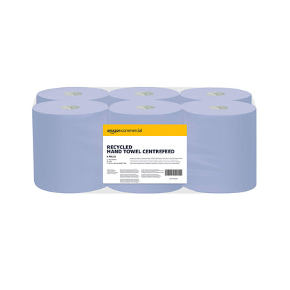 AmazonCommercial 2-Ply Paper Towels, Centrefeed Roll Recycled, 6 Rolls (1 pack), 450 sheets per roll, Sheet size: 30 x 20 cm