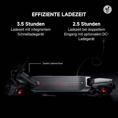Segway-Ninebot MAX G3 D, E-scooter with street legal, 80km range in Eco mode, 75km at 20km/h, 3.5h charging time, 130kg max weight capacity, dual hydraulic suspension, smart display.